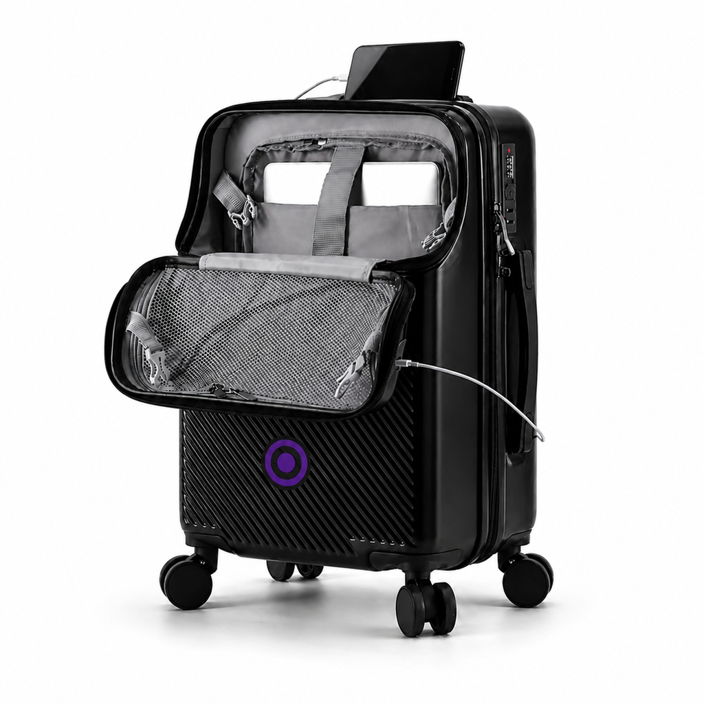 Legeum Compact Cabin Suitcase with Cup Holder and Silent Wheels