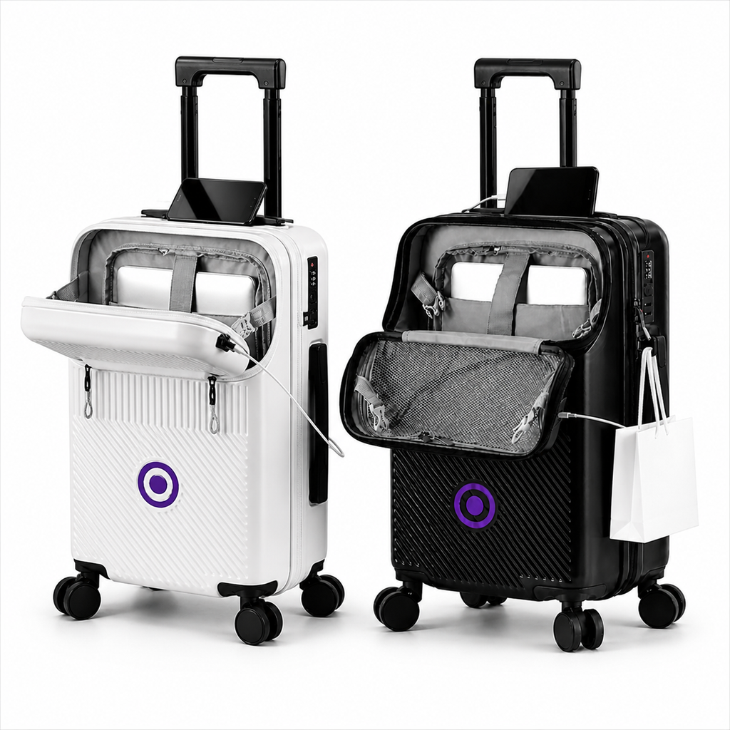 Legeum Compact Cabin Suitcase with Cup Holder and Silent Wheels