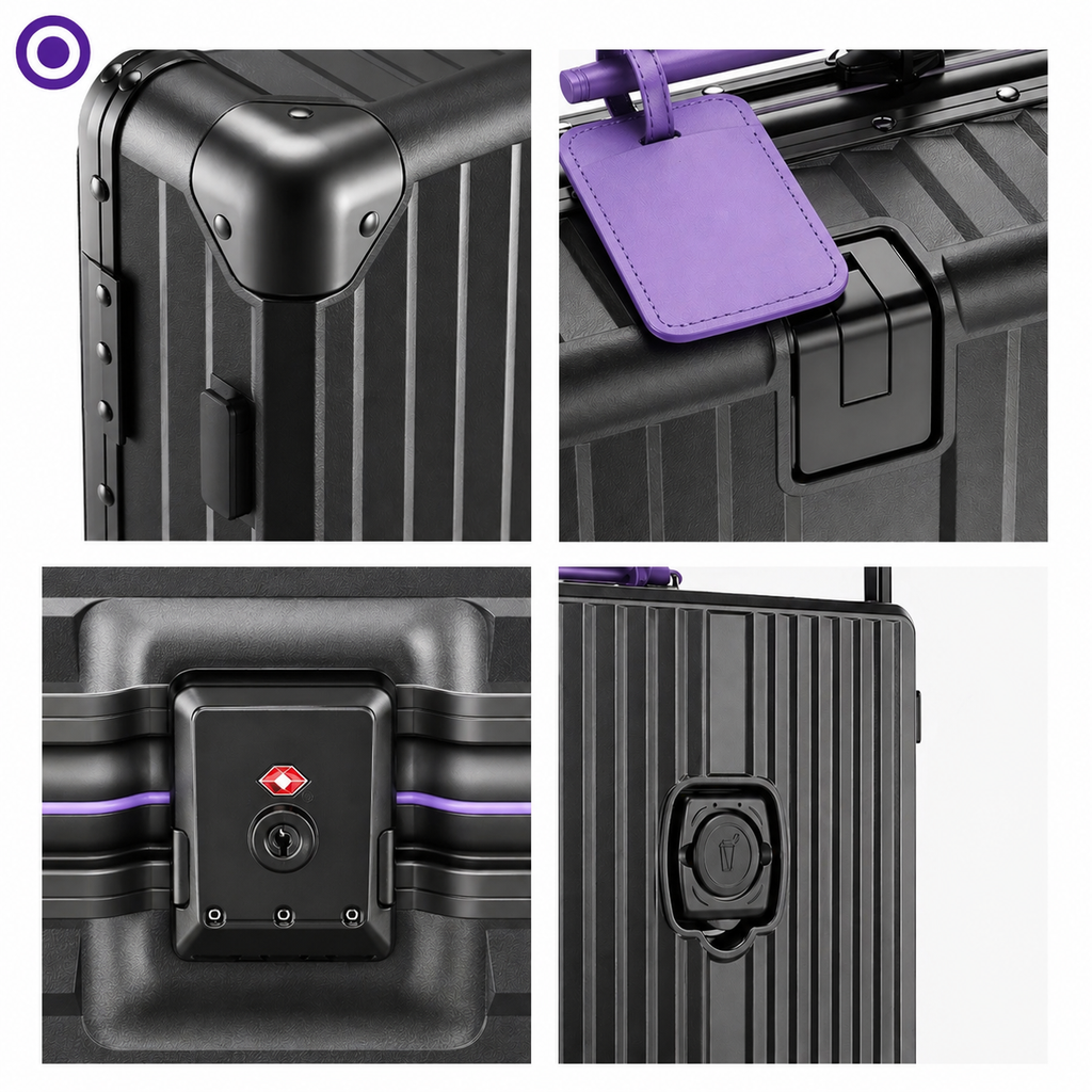 Legeum Aluminium Suitcase with Silent Wheels and TSA Lock