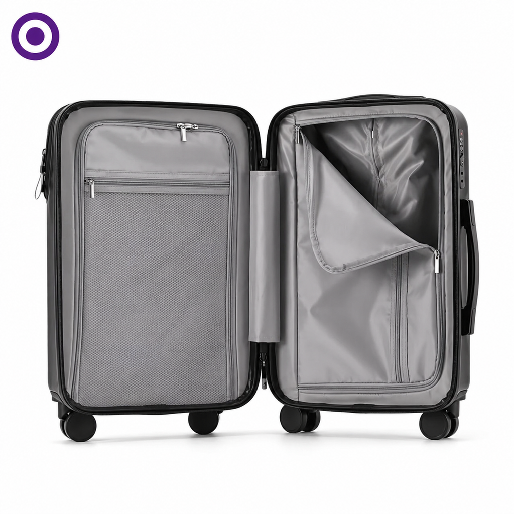 Legeum Compact Cabin Suitcase with Cup Holder and Silent Wheels